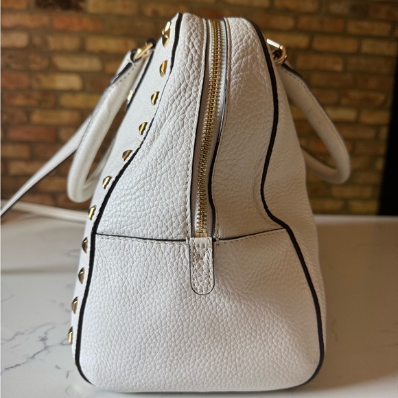 Michael Kors White Pebbled Leather with Gold Accents Satchel - Picture 7 of 16